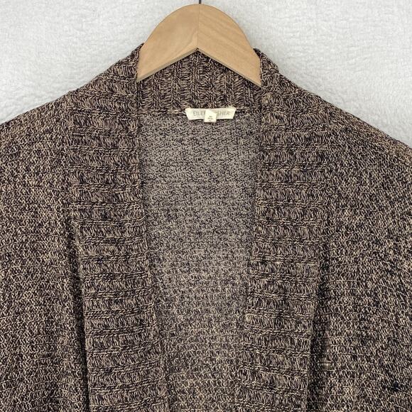 EILEEN FISHER Cardigan L Linen Marled Duster Open Front Long Sleeve Brown - Picture 4 of 14